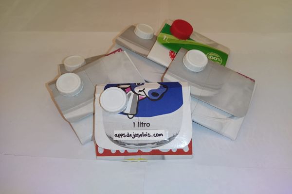 Monedero de cartón reciclado de leche o zumo